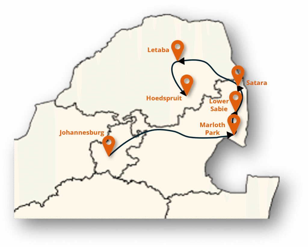 8 Day Kruger National Park Safari Map